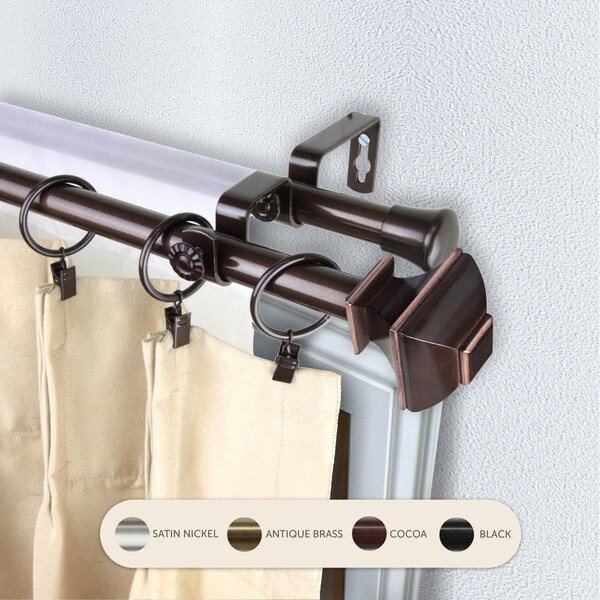 Kd 0.8125 in. Vicky Double Curtain Rod with 48 to 84 in. Extension, Cocoa KD3723432 - main